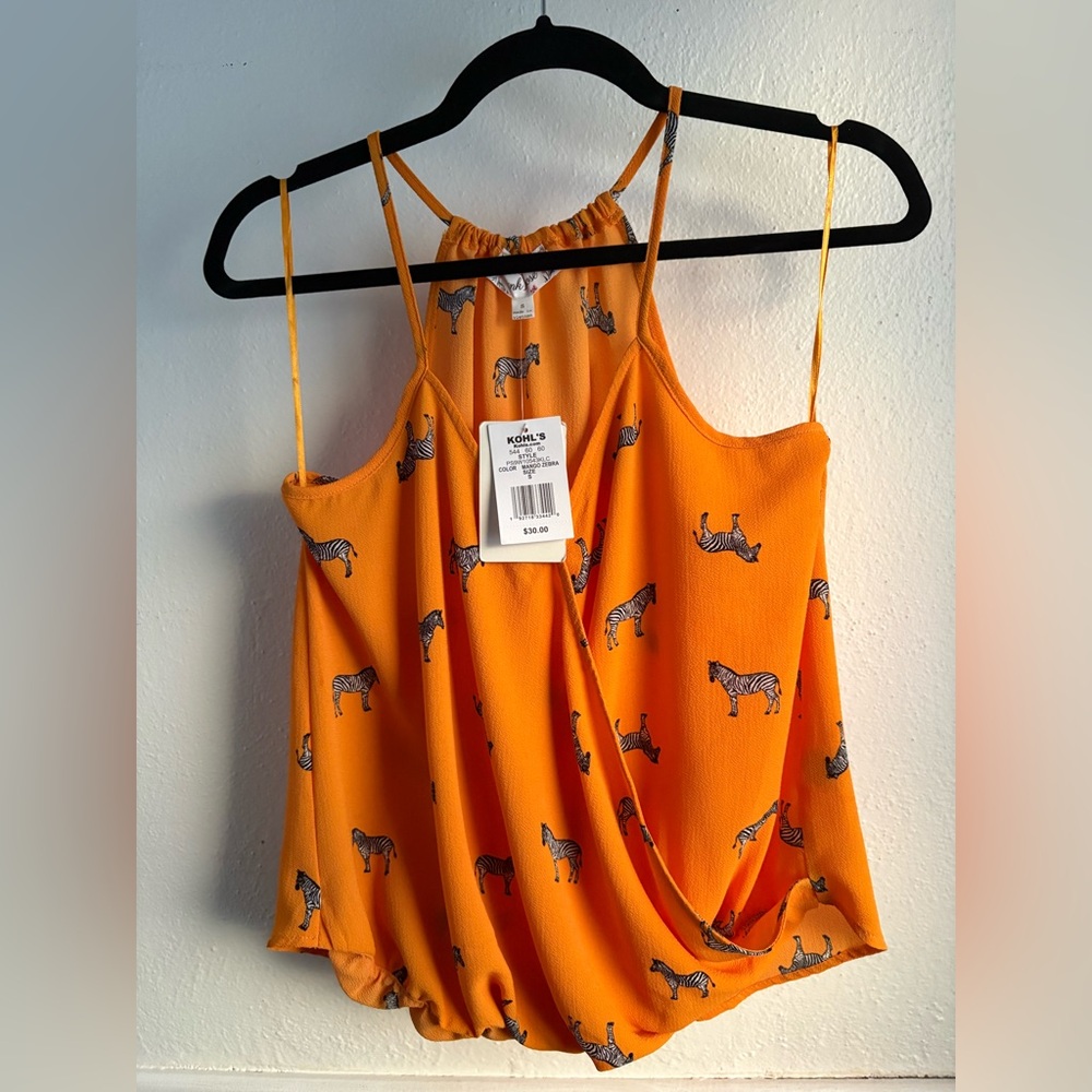 Pink Rose Orange Animal Print Camisole